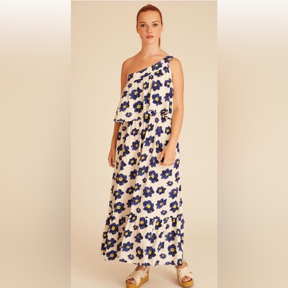 NWT Pepaloves X-small Blue Flowers Maxi Dress - Picture 2 of 14